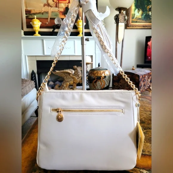 MARIO VALENTINO White Quilted Shoulder Bag with Gold Chain - Picture 2 of 9